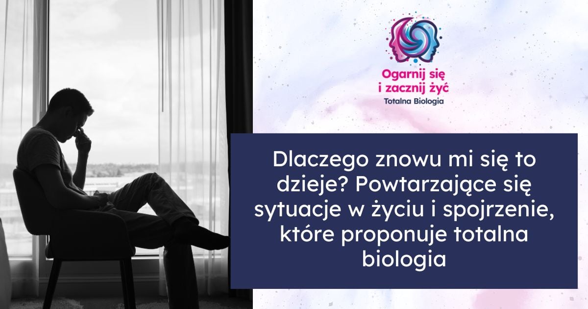 Strona główna 14 - - Totalna Biologia, Karma Rodowa Osoba siedząca przy oknie, rozmyśla, symbolizująca refleksję nad powtarzającymi się sytuacjami życiowymi i ich związek z Totalną Biologią.