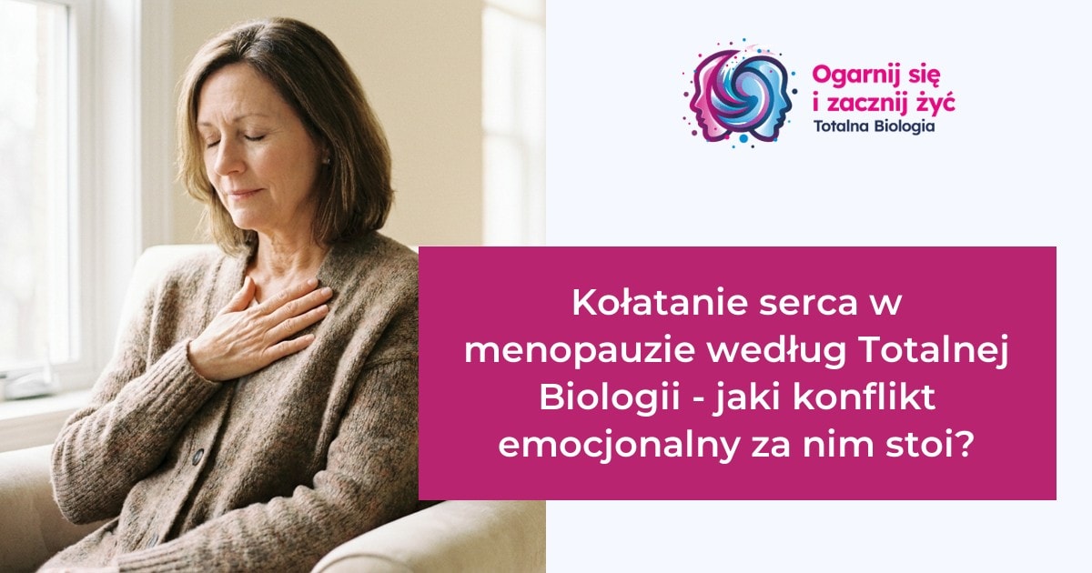 Strona główna 14 - - Totalna Biologia, Karma Rodowa Totalna Biologia - kobieta z bólem w klatce piersiowej, kontekst zdrowia i emocji w menopauzie, analiza konfliktu emocjonalnego.