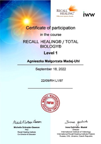 O Agnieszce Madej-Uhl 2 - - Totalna Biologia, Karma Rodowa Recall Healing / Total Biology Level 1